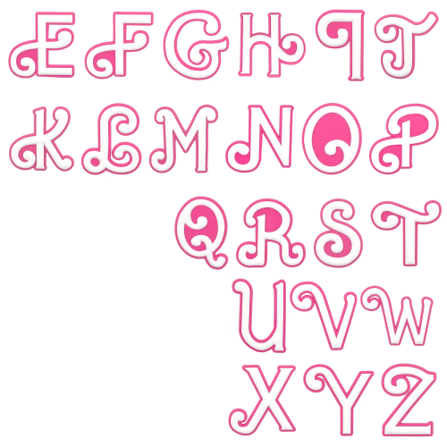 Image of Pink and White Roman Alphabet Charms for Personalizing Beach Tote Bags – Stylish Latin Letter Accessories for Summer Bag Decor