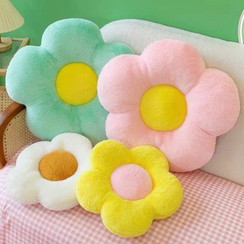 Afbeelding van Ronde bloemkussen van zacht doek met dik vulling - comfortabele stoel- en bankkussen voor kantoor, klaslokaal en slaapkamer