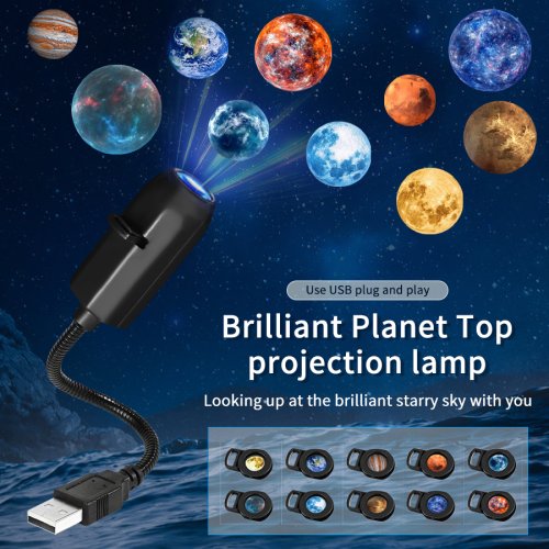 Bild von USB-Projektionslampe mit Planeten- und Themenbeleuchtung für Halloween, Weihnachten und Dekoration – Ersatzlampe mit Lichtstreifen für Decke und Innenraum