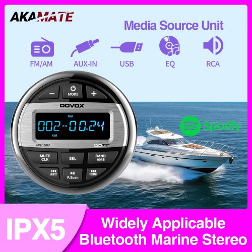 Zdjęcie Wodoodporny odtwarzacz multimedialny z radio FM/AM i Bluetooth – stereo MP3 do łodzi, ATV, UTV, RZR i spa