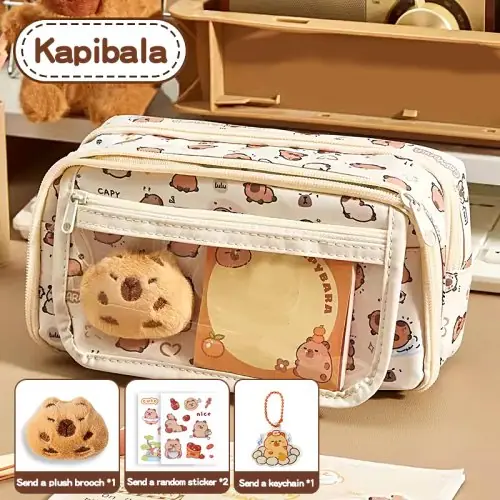 Image de Trousse Capybara Mignonne - Grand Capacité & Multicouche