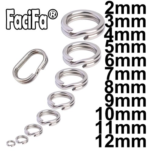 Imagen de Anillo Dividido de Acero Inoxidable para Pesca - Accesorios Ovalados Dobles para Anzuelos de Carpa y Señuelos Giratorios - Paquete de 50 o 100 Unidades