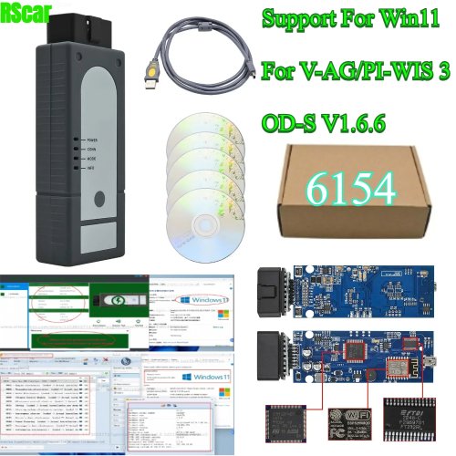 Immagine di Diagnostico Auto Bluetooth VAS6154 WiFi per Audi, Skoda, VW con ODIS 1.6.6 e Supporto UDS - Completo con Chip Integrato e Compatibile con PIWIS 3