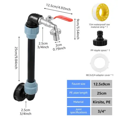 Image de Adaptateur IBC Col de Cygne avec Robinet Laiton 3/4"