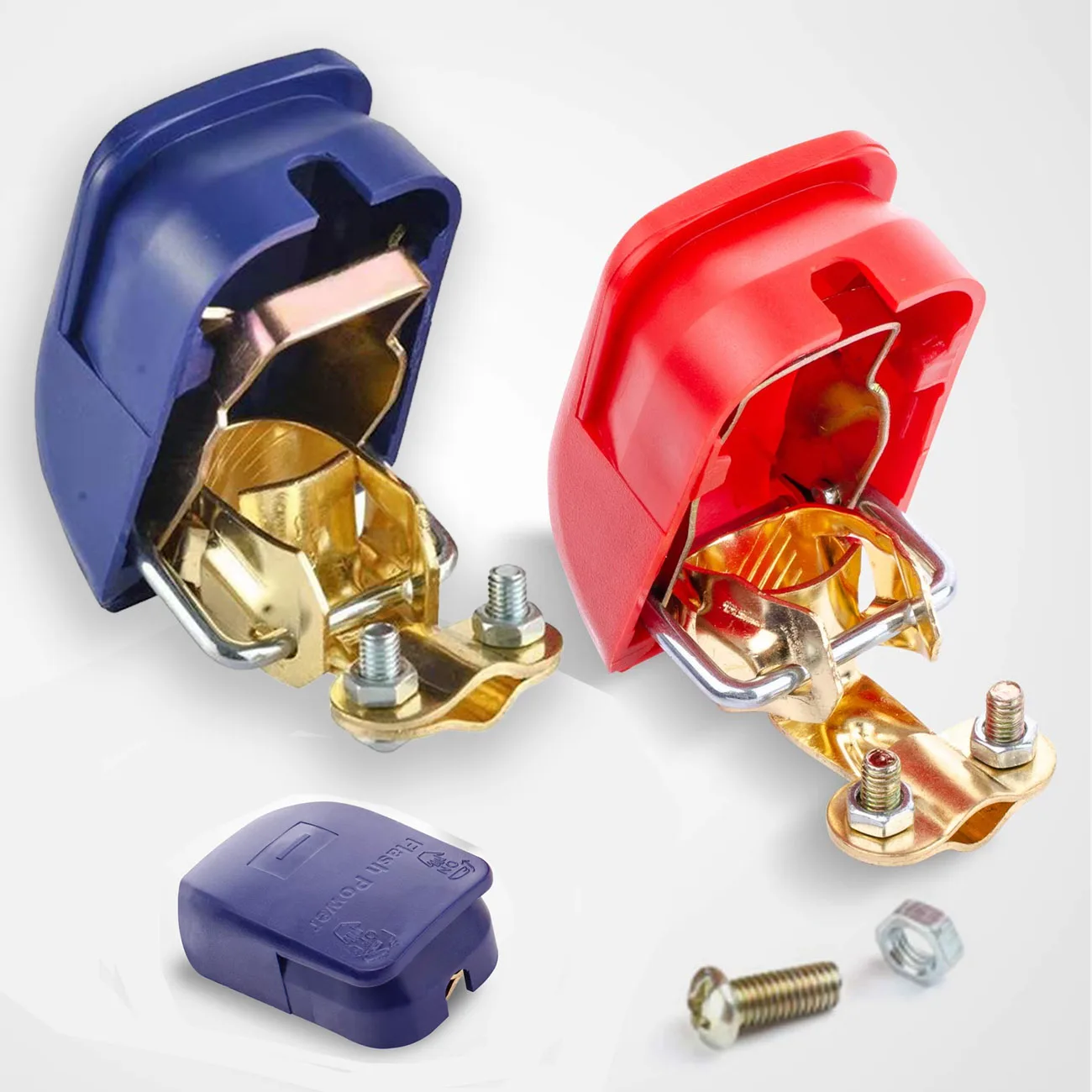 Batterijterminalconnectoren Positief en Negatief - 1 Paar Snelle Loskoppeling voor Auto's, Top Post Clips met Veilige Klemmen