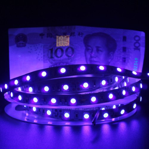 Afbeelding van UV LED Strip Licht 12V DC SMD 5050 - Waterdichte Flexibele Paarse Ultraviolette Verlichting voor DJ, Feesten en Fluorescentie Effecten