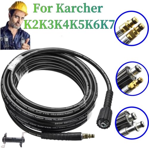 Image of Premium Natural Rubber High-Pressure Cleaning Hose Extension Pipe for Karcher K2, K3, K4, K5, K6, K7 – Durable Car Wash Water Supply Tube with Anti-Kink Design