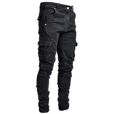 Jean Cargo Homme Décontracté - Denim Élastique Multi-Poches