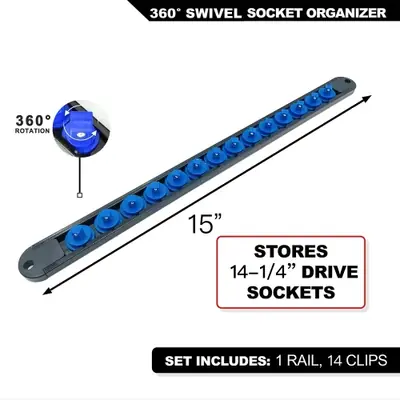 Organisateur de Douilles Pivotant 360° - Bleu & Rouge