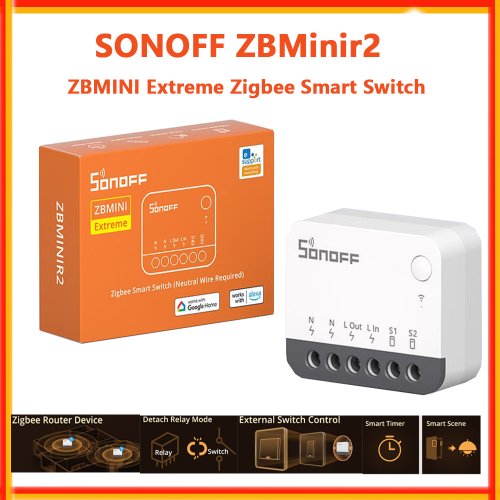 Zdjęcie SONOFF Zbminir2 Extreme Zigbee inteligentny przełącznik inteligentny dom DIY moduł przełączający ZBMini zewnętrzna kontrola przełącznika za pośrednictwem aplikacji eWelink Alexa