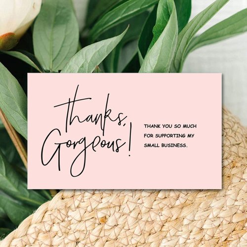 Imagen de Tarjetas de Agradecimiento Rosa Hechas a Mano - Pack de 30 Unidades para Negocios y Decoración, con Mensaje de Gracias Precioso y Detalles Artesanales