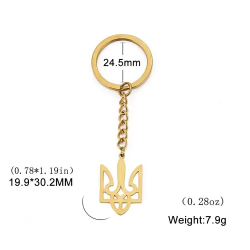 Image de Porte-clés Ukraine - Symbole National en Acier Doré