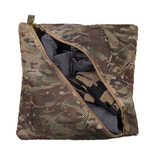 Image of Tactical Mesh Storage Pouch for Outdoor Camping, Travel, and Hunting – Breathable, Quick-Drying Clothing & Hat Organizer Bag (16x16 Inches)