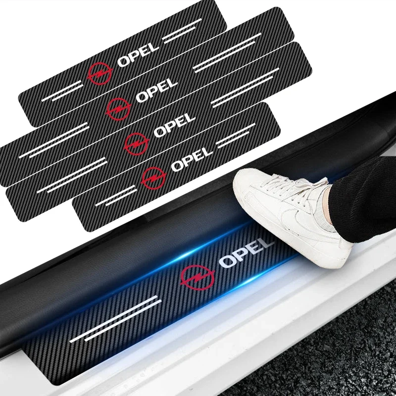 Imagen de Pegatinas de Fibra de Carbono para Umbral de Puerta de Coche - Kit de 4 Unidades Impermeables para Opel Astra J, Insignia, Corsa D, Vectra C y Zafira A