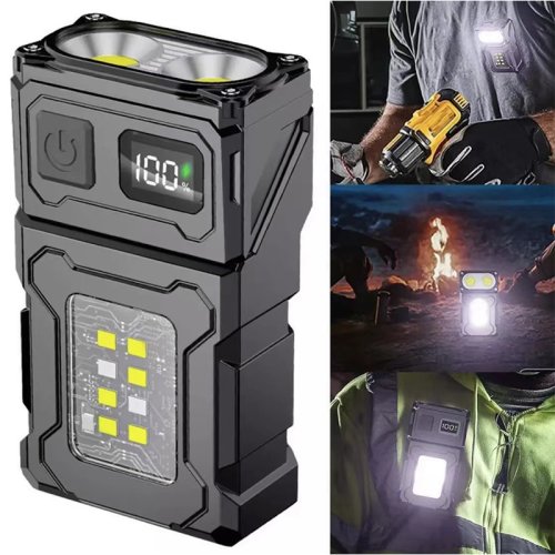 Zdjęcie Super Jasna Latarka LED z Magnesem – Przenośna, Akumulatorowa, USB
