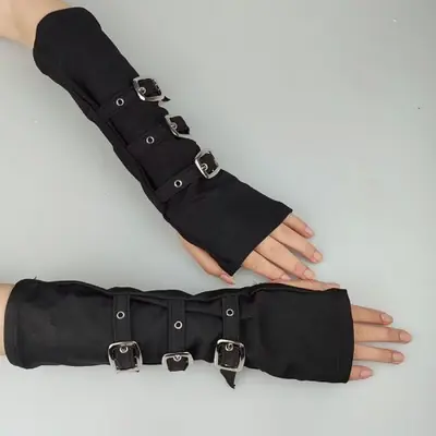 Image de Gants Punk Noir Sans Doigts - Style Hip Hop & Cosplay
