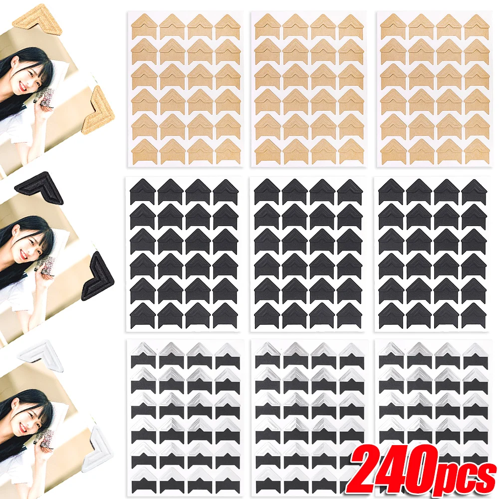 Zdjęcie 240/120/24 sztuk DIY Vintage narożne naklejki papierowe Kraft na ramka do albumu na zdjęcia dekoracja Scrapbooking obraz chroń dekoracje