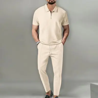 Costume Homme Printemps-Automne 2025 - Manches Courtes & Pantalon Zippé