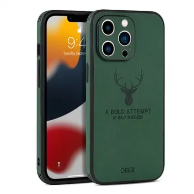 Image de Étui Luxe Cuir Anti-Choc pour iPhone avec Tête de Cerf