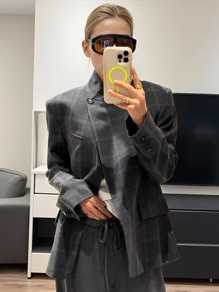 Afbeelding van Stijlvolle Geruite Blazer Jas voor Vrouwen