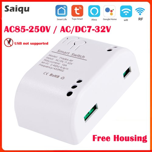 Image of Smart WiFi Relay Switch with Alexa and Google Home Compatibility – 1-Channel 10A Wireless Light Control Module for Smart Homes