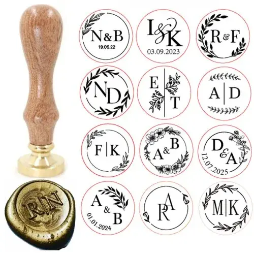 Image de Tampon Cire Personnalisé - Initiales Vintage