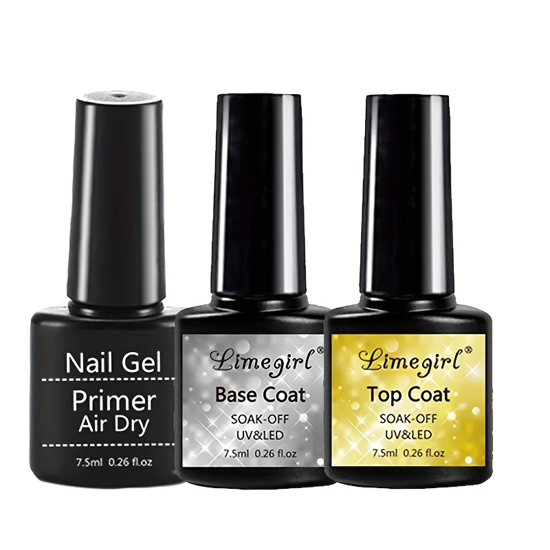 Afbeelding van 2/3-delige set Top Coat basislaag en basislaag UV/LED semi-permanente heldere jas gel nagellak, Nail Art Kit voor iedereen