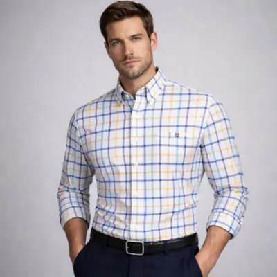 Image de Chemise Oxford Rouge à Carreaux - 100% Coton