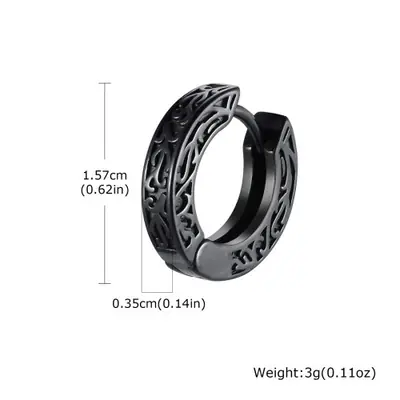 Image de Boucles d'oreilles Créoles Punk Rock - Acier Inoxydable Noir