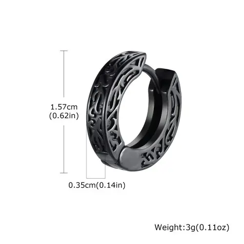 Image de Boucles d'oreilles Créoles Punk Rock - Acier Inoxydable Noir