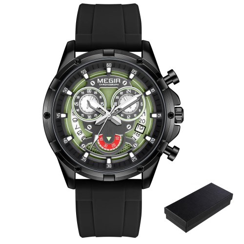 Immagine di MEGIR Orologio da uomo al quarzo impermeabile di lusso luminoso con data cronografo in silicone da uomo orologio da polso sportivo militare da uomo