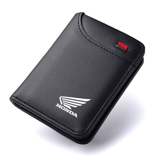 Image of Premium Genuine Leather Mini Wallet with Motorcycle Emblem Design – Compact Credit Card Holder & Portable Purse for Honda CB400, CB650, CBR250RR, CRF, SH300, NC750 Riders