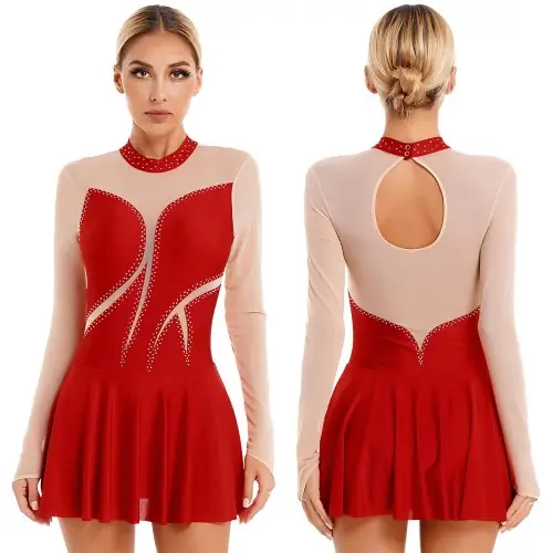 Image de Robe de Patinage Artistique Élégante avec Strass