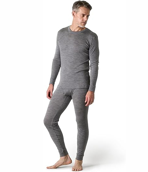 Imagen de Conjunto de capa Base de lana merina 100% para hombre, conjuntos de ropa interior térmica de lana merina de invierno de 150G, pantalones ligeros de manga larga y parte superior inferior