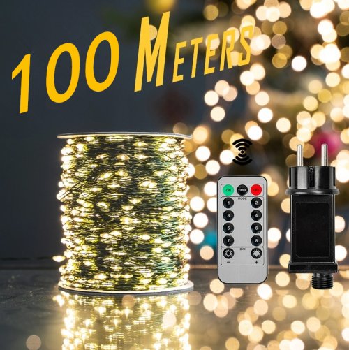 Afbeelding van Waterdichte Kerstslinger met 1000 LED's - Sprookjesachtige Verlichting voor Buiten, Boom, Straat en Huwelijksfeest met Afstandsbediening