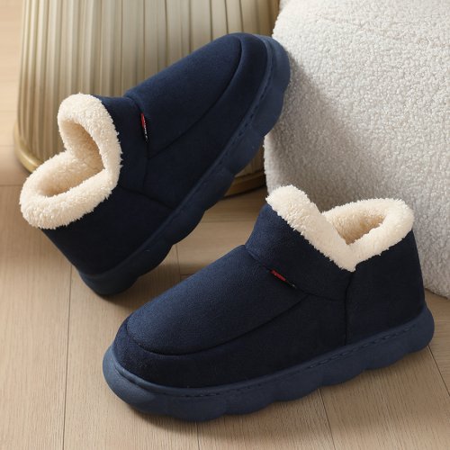 Image of Cozy Winter Men's Slippers with Warm Cotton Lining – Indoor & Outdoor Fluffy Fuzzy Ankle Boots for Ultimate Comfort and Non-Slip Grip