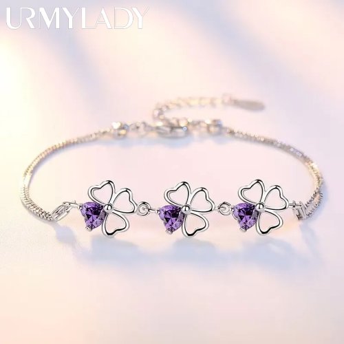 Image de Bracelet Trèfle en Argent 925 - Porte-Bonheur Élégant