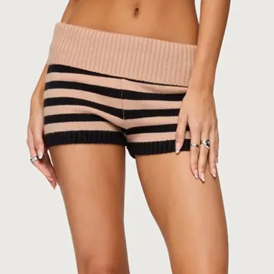 Image de Short Tricoté Rayé Y2K - Style Slim & Élastique