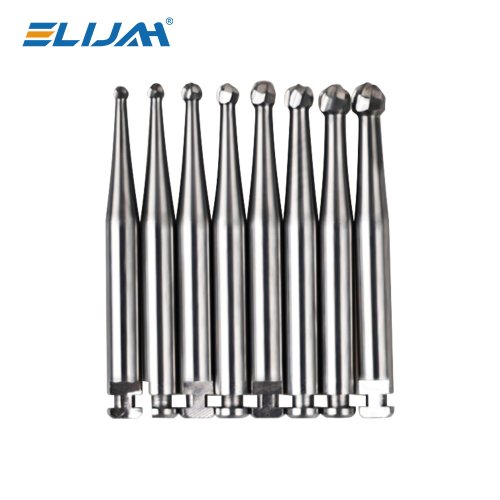 Bild von 5-teiliges Set Hartmetall-Bohrer mit Diamantbeschichtung, Ø 2–3,5 mm – Runde Bohrer für niedrige Drehzahl, ideal für Kontra-Winkel-Handstücke in der Zahnmedizin zum Polieren und Präzisionsarbeiten