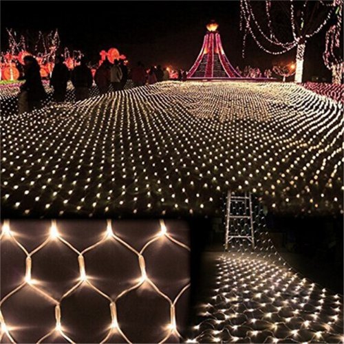 Image of 3m x 2m LED Net Christmas Lights with 204 LEDs, AC 110V/220V, Waterproof Mesh Light Garland for Outdoor and Indoor Holiday Decorations