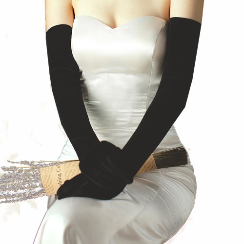 Bild von Xinmeiji Hochzeit Braut lange Oper Handschuh schwarze Handschuhe für Kleidung Samt Finger Bräute Brautjungfer Handschuhe wg011