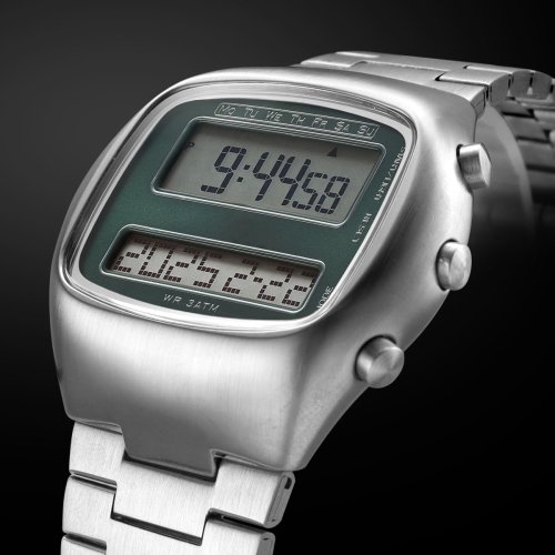 Imagen de Reloj de Pulsera Digital Retro Unisex con Pantalla Dual, Correa de Acero Inoxidable y Función de Calendario Completo con Retroiluminación