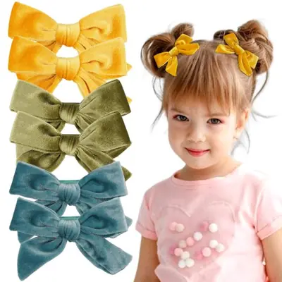 Image de Pince à Cheveux Velours pour Bébés Filles - 6 Pièces