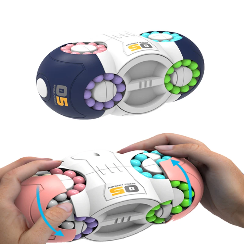 Imagen de Juego de rompecabezas de descompresión con cuentas de cubo para la yema del dedo, giroscopio giratorio de frijoles mágicos con rotación de ocho lados, regalos para niños