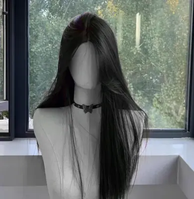 Image de Perruque Noire Longue et Lisse - Bandeau Lace Front