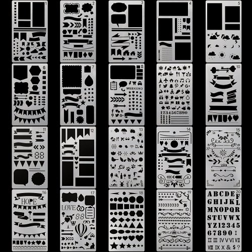 Image of Complete Geometry Stencil Set for Bullet Journaling, Planning, Scrapbooking, and Creative Art Projects – 30-Piece Premium Template Kit with Shapes, Lines, and Designs