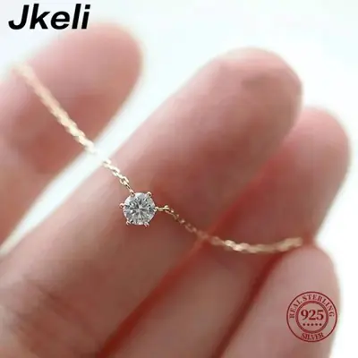 Image de Collier Zircon Scintillant - Argent 925 Plaqué Or 18K