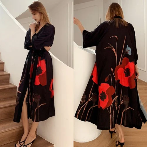 Schwarz blume Kleid 8
