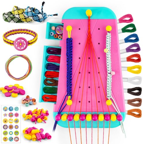 Immagine di Set Creativo Fai da Te per Bambini: Maglia a Mano, Tessitura di Braccialetti Colorati con Corda Elasticizzata – Gioco Educativo e Regalo Originale