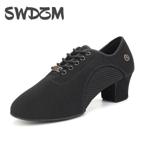Image of Women Dance Shoes Black Modern Ballroom Salsa Dancing Shoes Boys Latin Jazz Training Shoes Adults Tango Dance Sneakers Men
